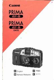 Canon Prima AF 8 manual. Camera Instructions.